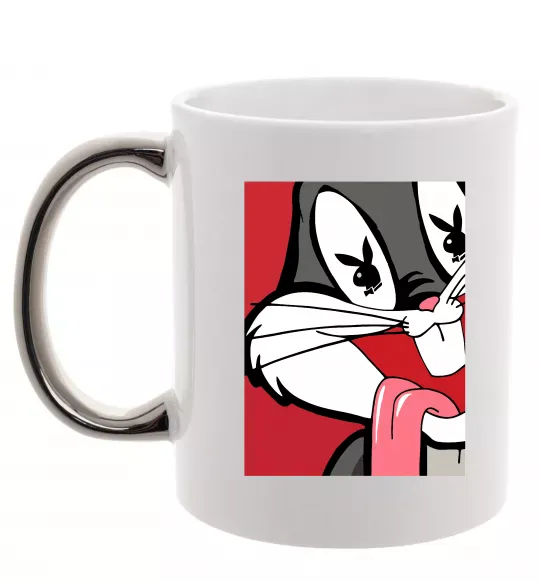 Чашка с цветной ручкой Bugs Bunny play boy Серебро фото