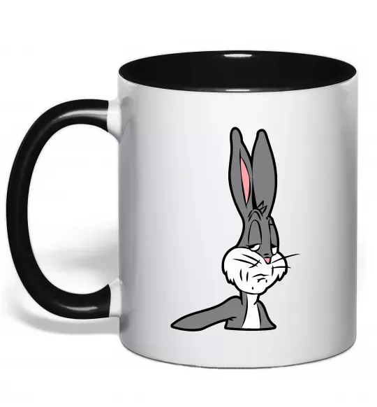 Чашка с цветной ручкой Bugs Bunny meme Черный фото