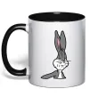 Чашка с цветной ручкой Bugs Bunny meme Черный фото