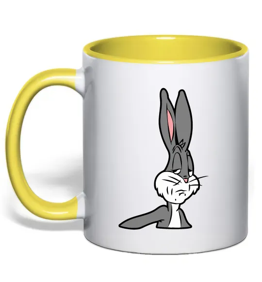 Чашка з кольоровою ручкою Bugs Bunny meme Лимонний фото