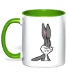 Чашка з кольоровою ручкою Bugs Bunny meme Лаймовий фото