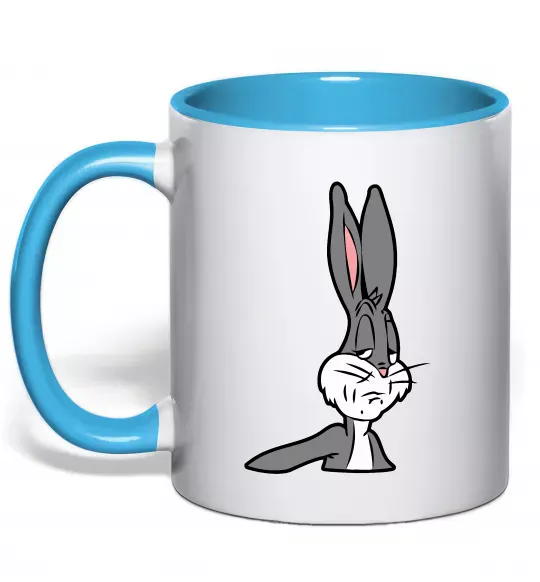 Чашка с цветной ручкой Bugs Bunny meme Голубой фото