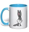Чашка с цветной ручкой Bugs Bunny meme Голубой фото