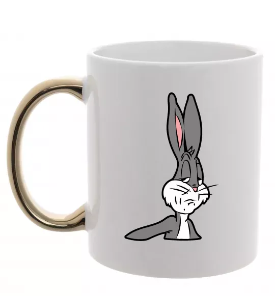 Чашка с цветной ручкой Bugs Bunny meme Золото фото
