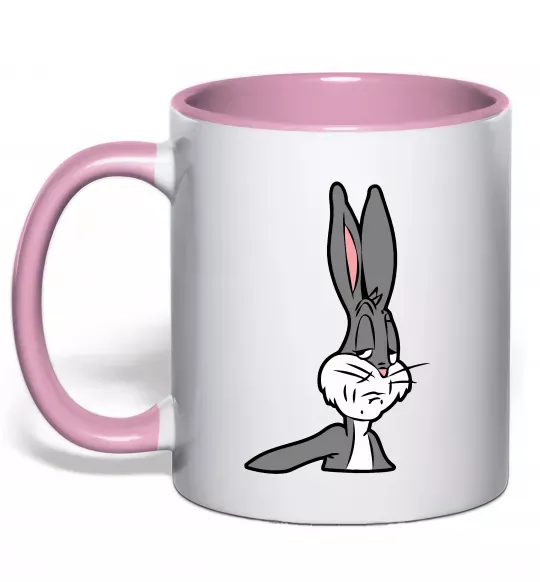 Чашка с цветной ручкой Bugs Bunny meme Нежно розовый фото