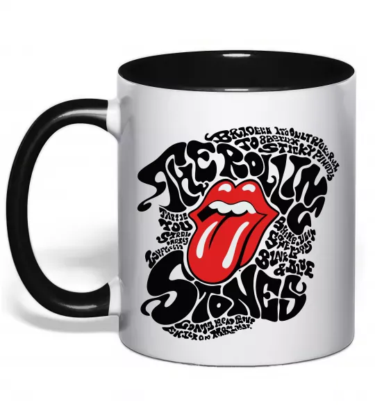 Чашка з кольоровою ручкою The Rolling Stones song Чорний фото