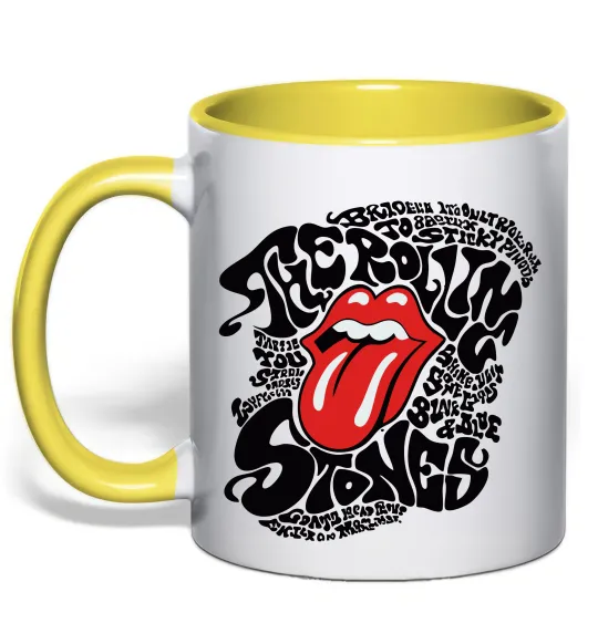 Чашка с цветной ручкой The Rolling Stones song Лимонный фото