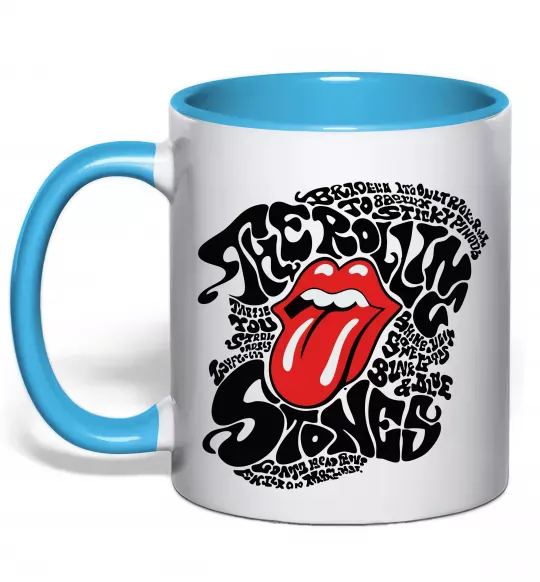 Чашка з кольоровою ручкою The Rolling Stones song Блакитний фото