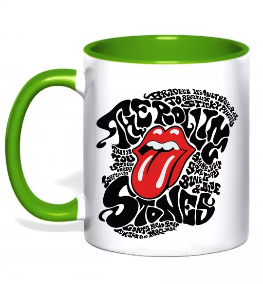 Чашка з кольоровою ручкою The Rolling Stones song Зелений фото