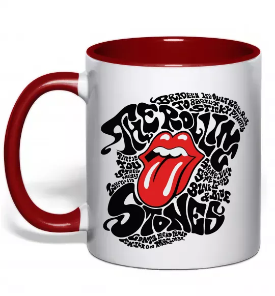 Чашка з кольоровою ручкою The Rolling Stones song Червоний фото