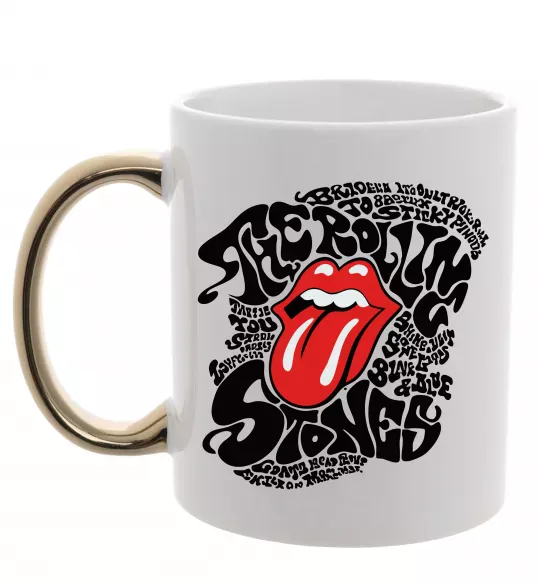 Чашка з кольоровою ручкою The Rolling Stones song Золото фото