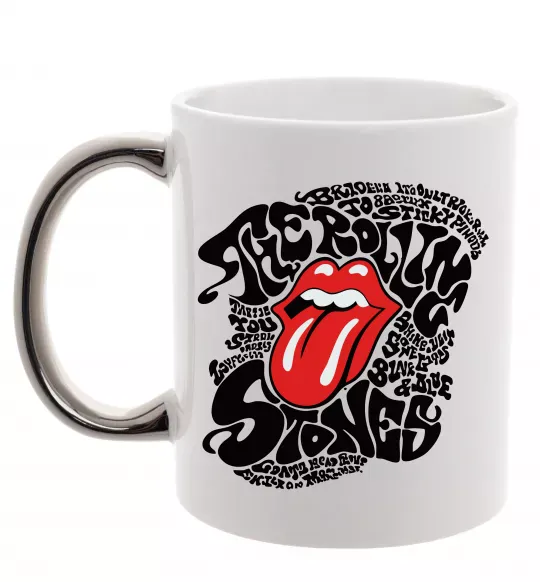 Чашка з кольоровою ручкою The Rolling Stones song Срібло фото