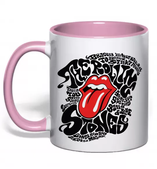 Чашка з кольоровою ручкою The Rolling Stones song Ніжно рожевий фото