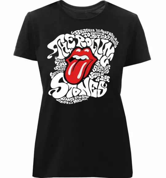 Женская премиум футболка The Rolling Stones song Черный фото