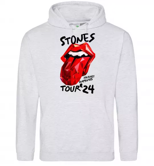Мужская толстовка (худи) Stones tour 24 Серый меланж фото