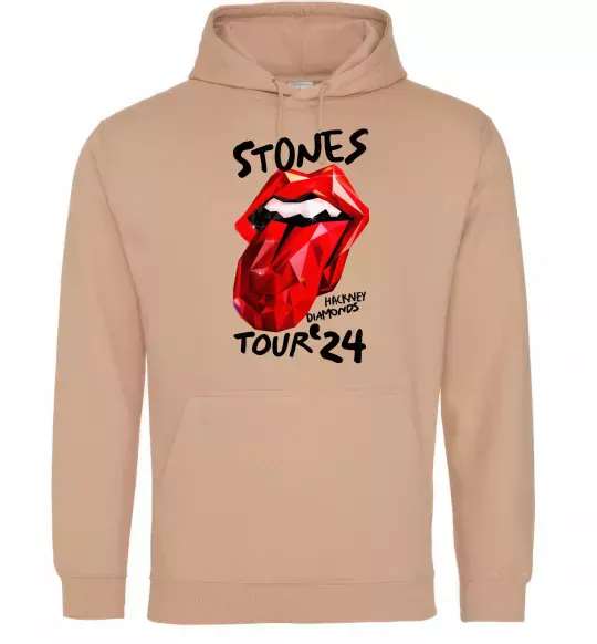 Мужская толстовка (худи) Stones tour 24 Песочный фото