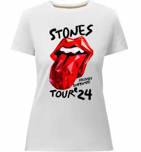 Жіноча преміум футболка Stones tour 24 Білий фото