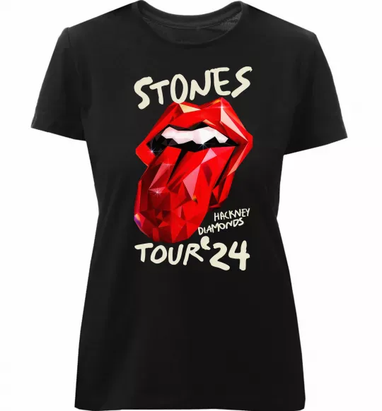 Жіноча преміум футболка Stones tour 24 Чорний фото