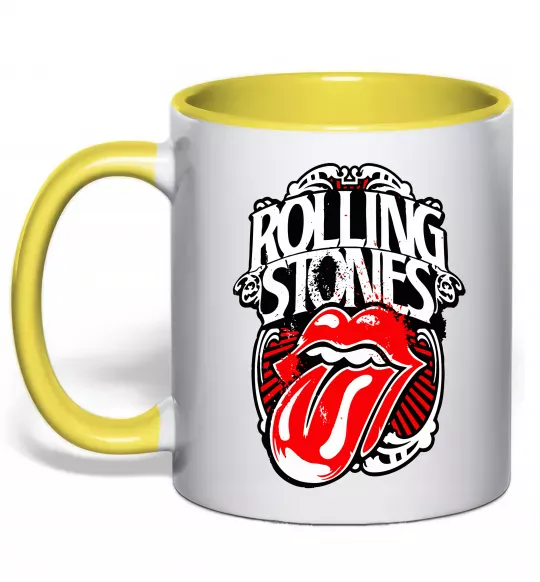 Чашка с цветной ручкой The Rolling Stones retro Солнечно желтый фото