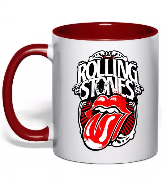 Чашка с цветной ручкой The Rolling Stones retro Красный фото