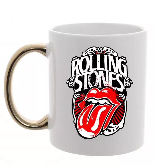 Чашка с цветной ручкой The Rolling Stones retro Золото фото
