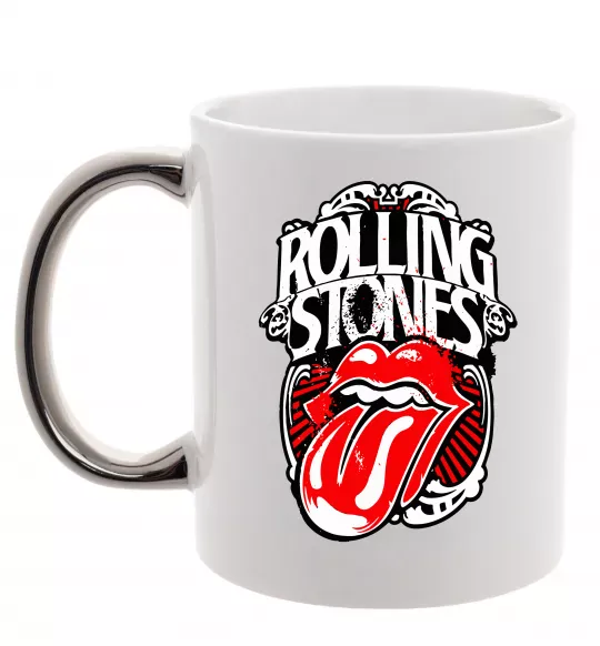 Чашка с цветной ручкой The Rolling Stones retro Серебро фото