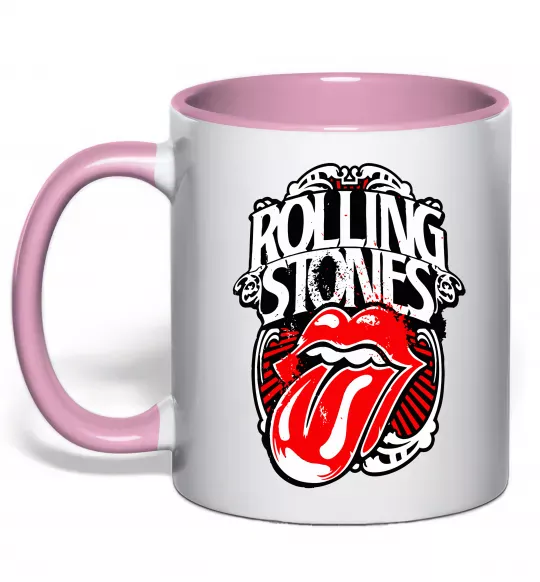 Чашка с цветной ручкой The Rolling Stones retro Нежно розовый фото