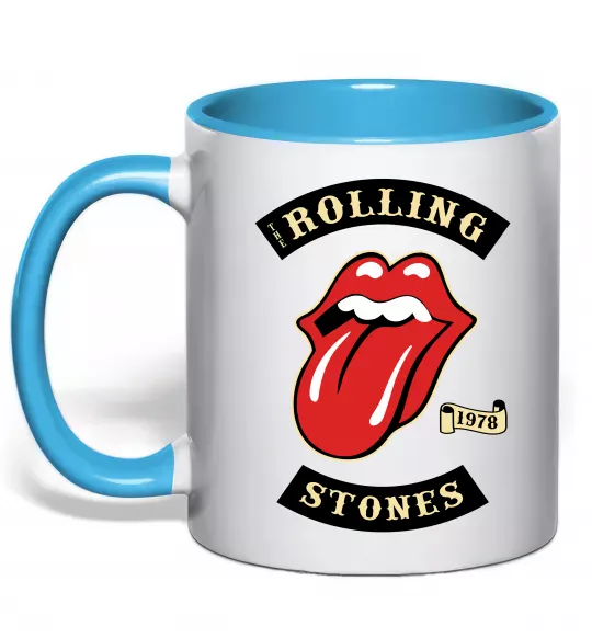 Чашка с цветной ручкой The Rolling Stones 1978 Голубой фото