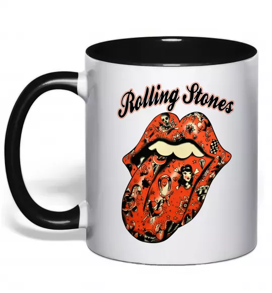 Чашка с цветной ручкой Tattoo Rolling Stones Черный фото