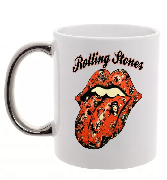 Чашка с цветной ручкой Tattoo Rolling Stones Серебро фото
