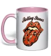 Чашка с цветной ручкой Tattoo Rolling Stones Нежно розовый фото