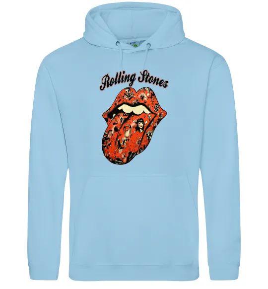 Чоловіча толстовка (худі) Tattoo Rolling Stones Блакитний фото