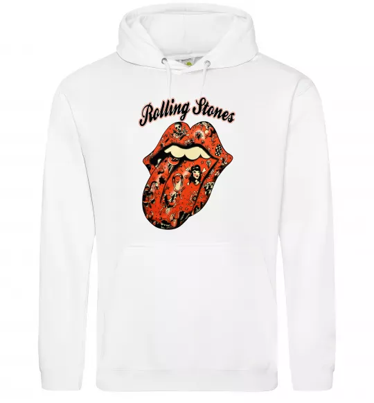 Жіноча толстовка (худі) Tattoo Rolling Stones Білий фото