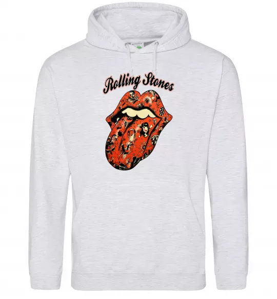 Жіноча толстовка (худі) Tattoo Rolling Stones Сірий меланж фото