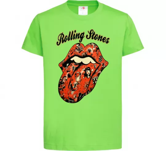Дитяча футболка Tattoo Rolling Stones Лаймовий фото
