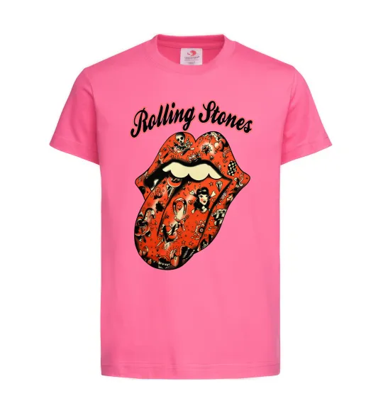 Дитяча футболка Tattoo Rolling Stones Яскраво-рожевий фото