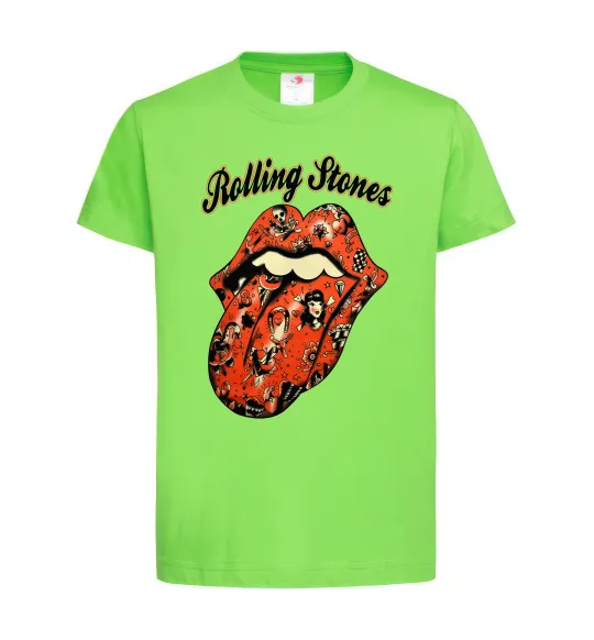Дитяча футболка Tattoo Rolling Stones Лаймовий фото