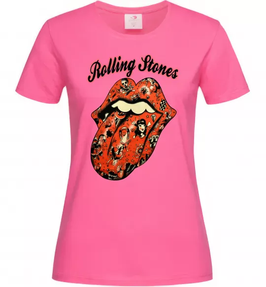 Женская футболка Tattoo Rolling Stones Ярко-розовый фото