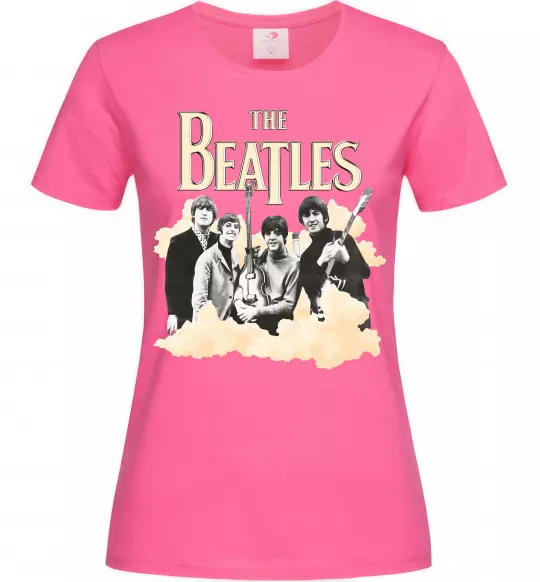 Жіноча футболка The Beatles retro poster Яскраво-рожевий фото