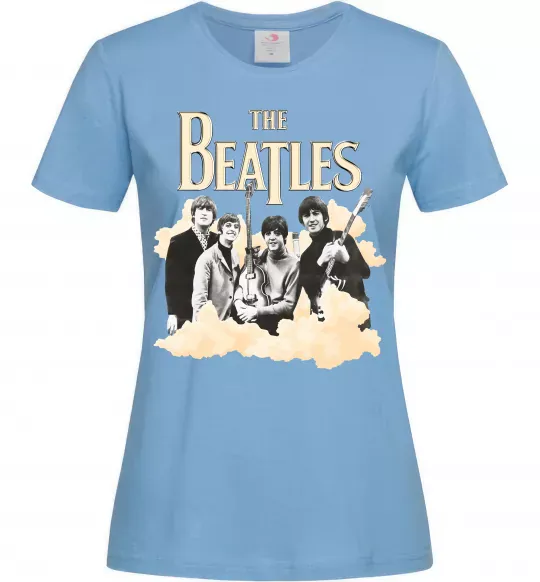 Жіноча футболка The Beatles retro poster Блакитний фото