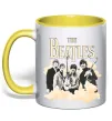 Чашка с цветной ручкой The Beatles retro poster Лимонный фото
