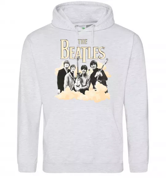 Мужская толстовка (худи) The Beatles retro poster Серый меланж фото