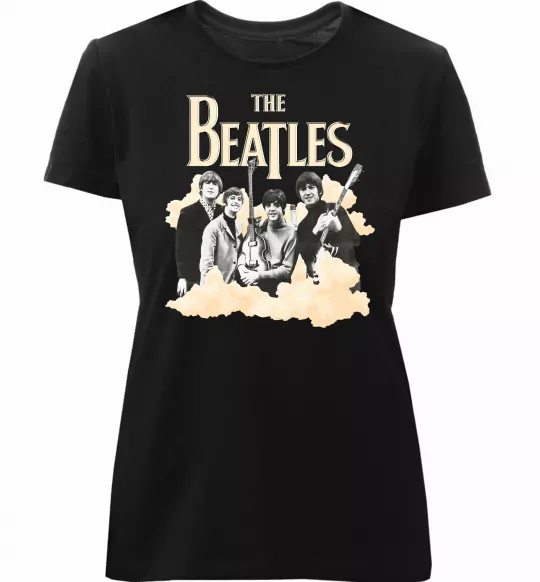 Жіноча преміум футболка The Beatles retro poster Чорний фото