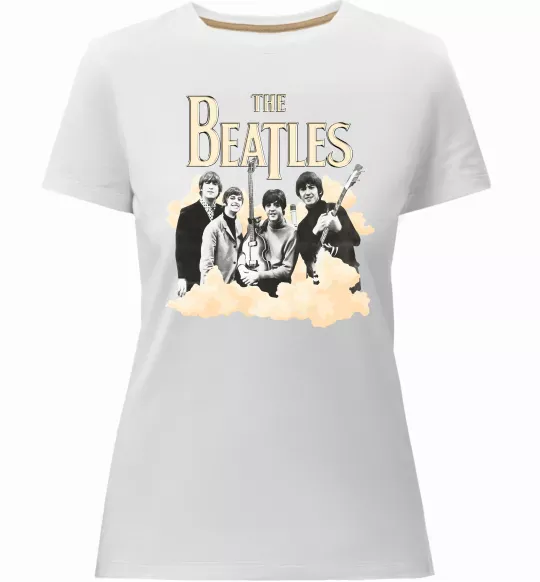 Жіноча преміум футболка The Beatles retro poster Білий фото