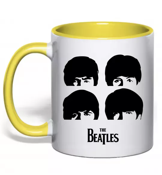 Чашка з кольоровою ручкою The Beatles group Сонячно жовтий фото