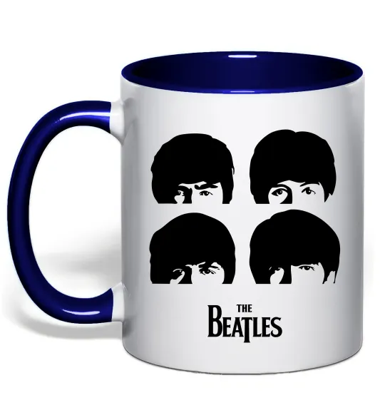 Чашка з кольоровою ручкою The Beatles group Глибокий темно-синій фото