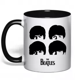 Чашка з кольоровою ручкою The Beatles фото Чорний фото