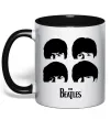 Чашка з кольоровою ручкою The Beatles group Чорний фото