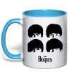 Чашка з кольоровою ручкою The Beatles group Блакитний фото