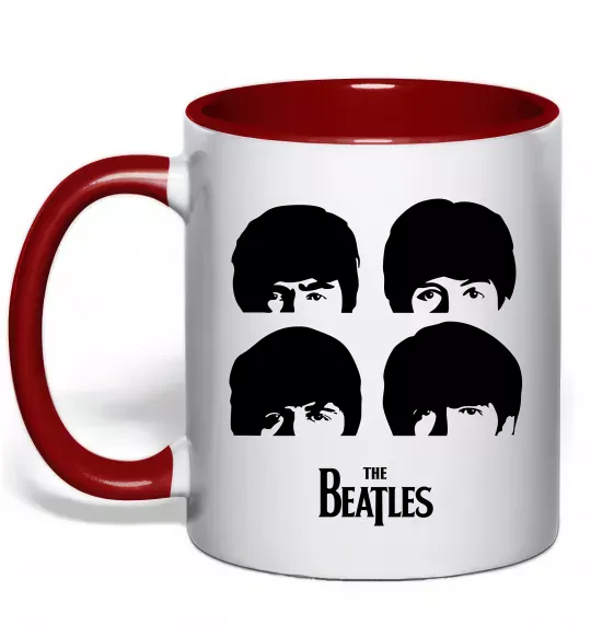 Чашка з кольоровою ручкою The Beatles group Червоний фото
